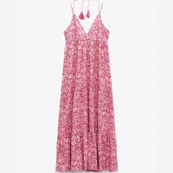 Zara Dresses & Skirts - Zara Floral Pink Midi Dress SxXL